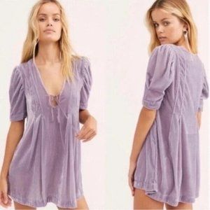 Free People Lavender Puff Sleeve Top